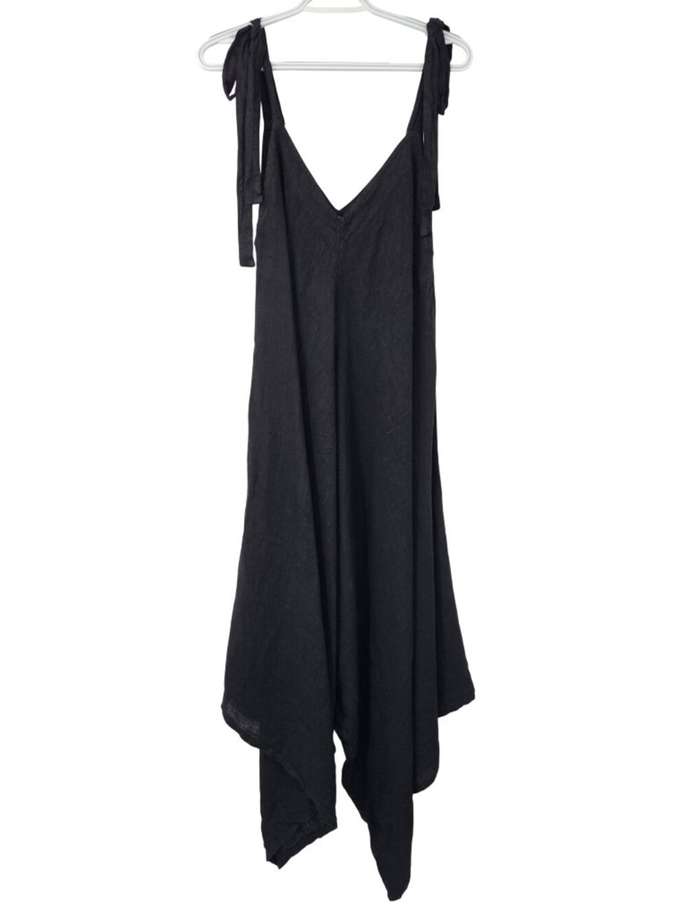 Shylo Linen Asymmetric Harem Jumpsuit Black Women's One Size S-L Lagenlook Boho